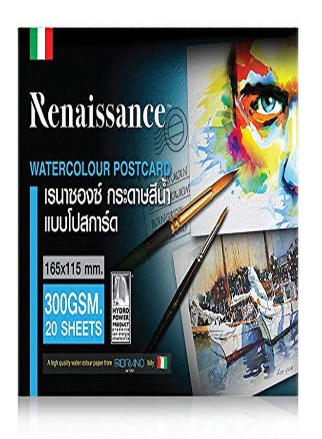 رينيسانس فابريانو، حجم بطاقة بريدية (165 × 115 مم)، دفتر رسم بالألوان المائية، 300 جرام/متر مربع، 20 ورقة، ورق ألوان مائية 100% قطن (دفتر ألوان مائية مضغوط على البارد). - Image 1